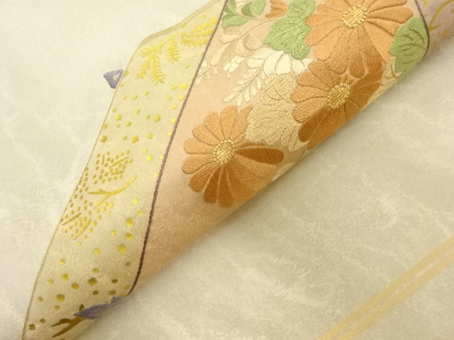 6617292: JAPANESE KIMONO / VINTAGE FUKURO OBI / EMBROIDERY
